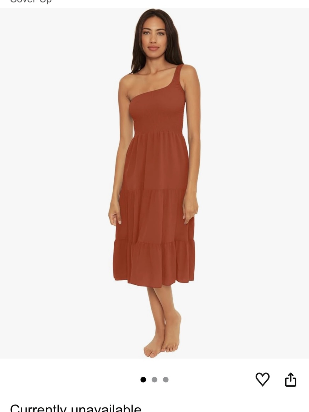 BECCA One-Shoulder Tiered Midi Dress in Rust